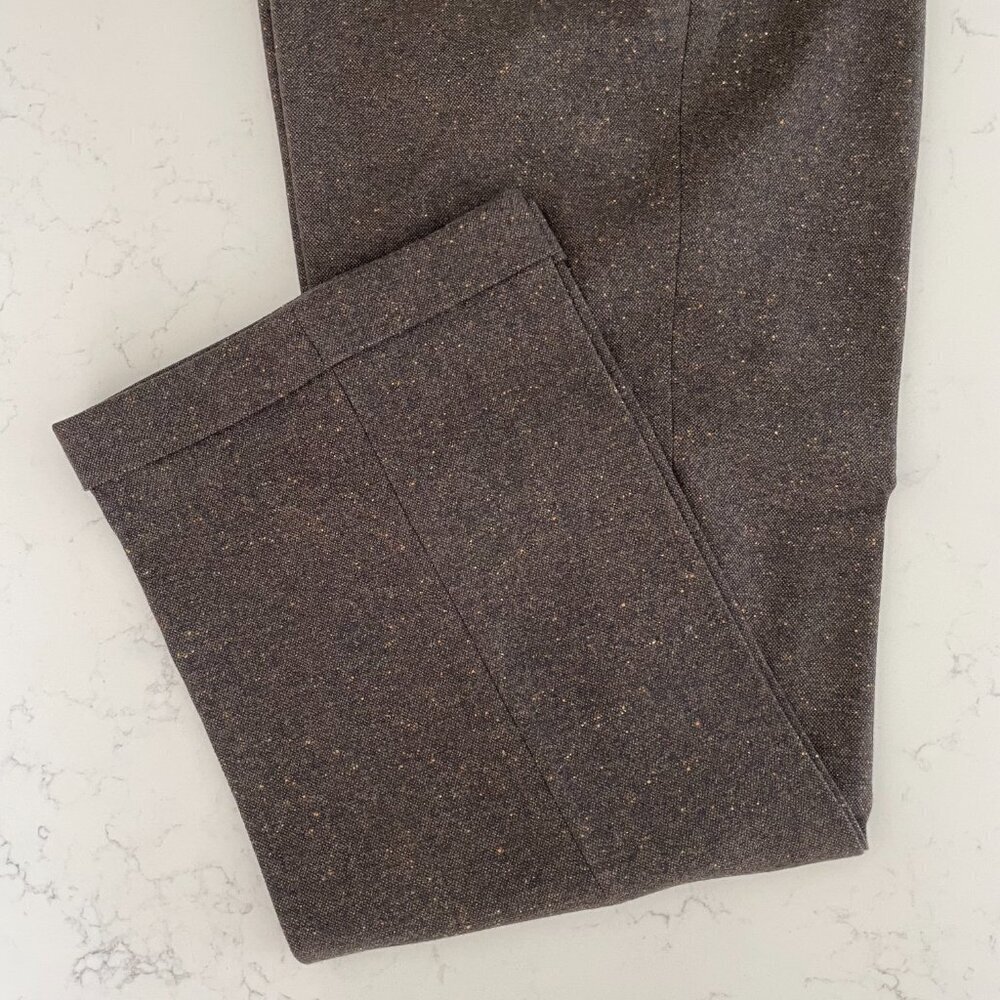 Faconnable Tweed Fall/Winter Lined Straight Leg Cuffed Wool Pants Brown Sz 8 - Picture 8 of 11